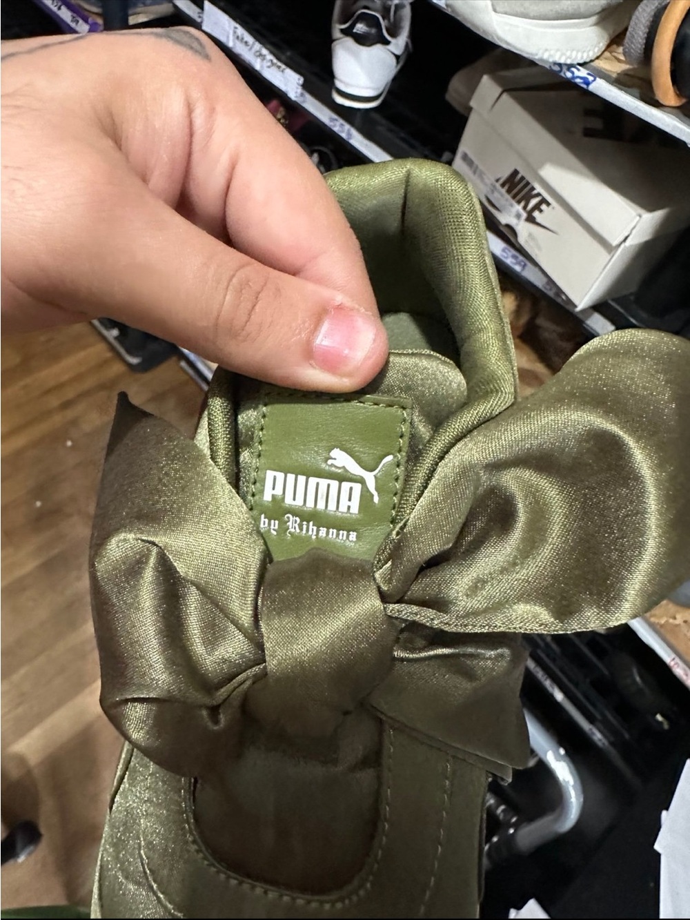 Fenty Beauty Olive Green Slip-On Ruffle Sneakers - Picture 7 of 7